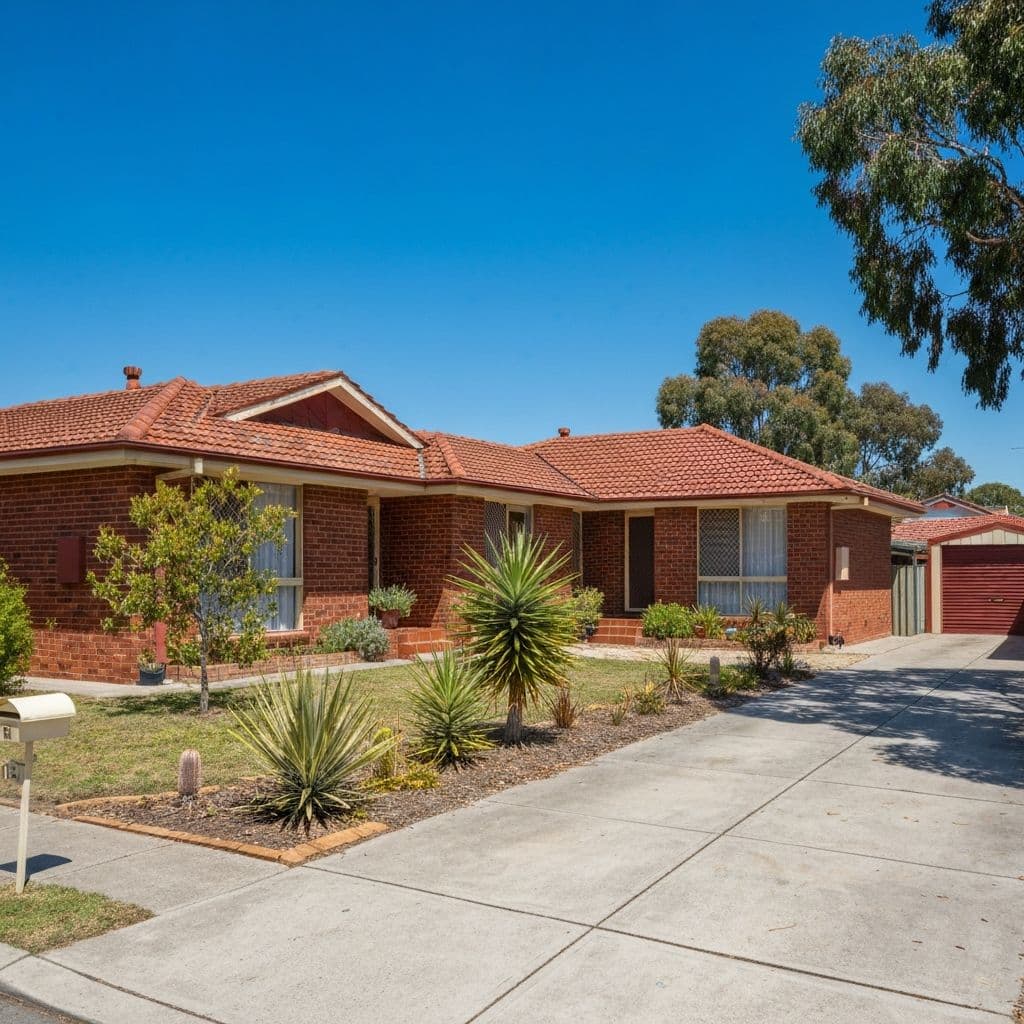 Morley suburban street with typical 1970s brick homes